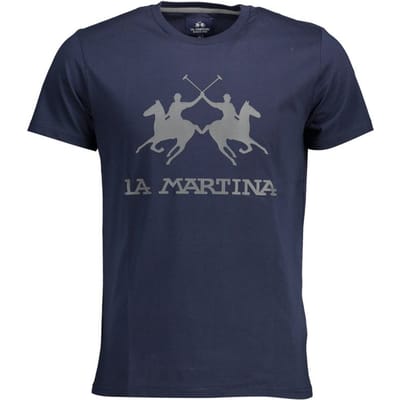 La Martina Chic Crew Neck Katoenen T-shirt in Blauw