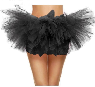 KIMU® Korte Tutu Zwart Tule Rokje - Maat XS S M - Zwarte Petticoat Rok Dames Meisje - Ballet Tulerokje Balletpakje Boef Vampier Maleficent Vleermuis Festival