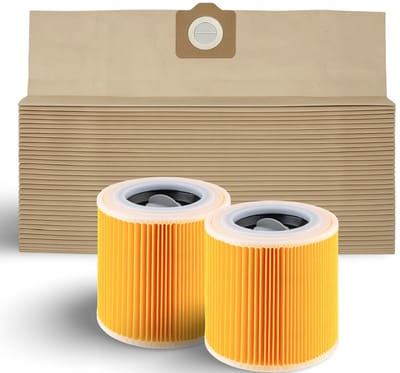 DEGG® - Mega Set – 20 Stofzuigerzakken + 2 Patroonfilters | Geschikt voor Kärcher WD3 / MV3 Serie | Bespaar op onderhoud – Vervangt 6.959-130.0 & 6.414-552.0