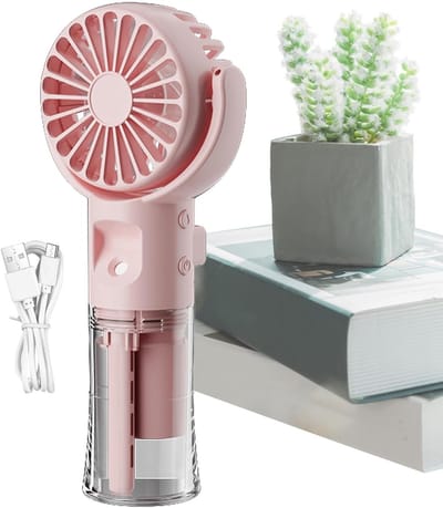 2025 Nieuwe Handventilator - Ventilator Met Waternevel - Draagbare Mini Ventilator - 4 Standen - Waternevel - Voor Buiten en Onderweg - Roze