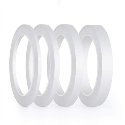 Dailygoods- Dubbelzijdig Tape Extra Sterk - 4 Rollen - 25m per Rol - Breedte 6mm/9mm/12mm/15mm - Katoen Papier - Zelfklevend - Plakband