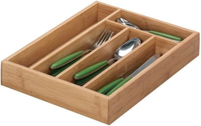 Bestekbak Bamboe - Keukenlade Organizer - Keuken Ordenen - 5 Vakken Indeling - 34 x 26 cm - Bamboe