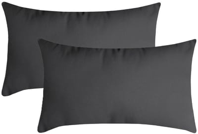 Stof Textile sierkussen Nelson - 2x - donkergrijs - 30 x 50 cm - bank kussens - zitkussens - binnen/buiten - polyester