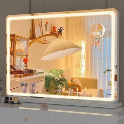 Verlichte make-upspiegel met dimbare LED-verlichting - 80 x 58 cm, touchscreen bediening en vierkant ontwerp