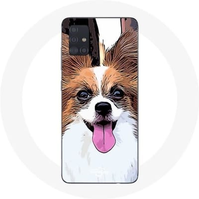 Samsung Galaxy A51 Hoesje Continental Miniatuurspaniël Vlinderpuppy Wit en Bruin
