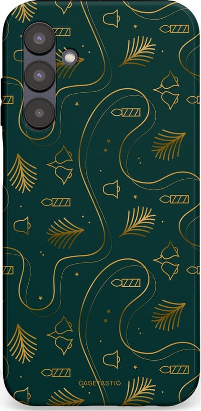 Casetastic hoesje geschikt voor Samsung Galaxy A25 - Dubbellaagse bescherming - Groene kerst bellen en takken - Fashion Case - Donkergroen Donkergrijs Petrol