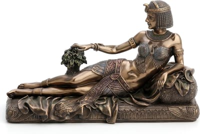 Veronese Design - Beeld/figuur - Egyptische Koningin Cleopatra liggend - (hxbxd) 24cm x 14cm x 8cm - Veronese Design
