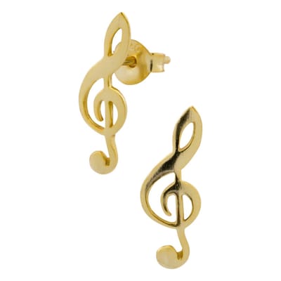 WeLoveSilver - zilveren oorbellen - muzieknoot - gold plated - 925 zilver