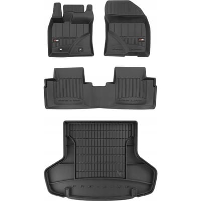 FROGUM PROLINE 3D Set - Rubberen Automatten + Kofferbakmat - Geschikt voor TOYOTA Avensis III T27 Touring Sport/Kombi (2009-2018) - Met zijvakken - Zwart