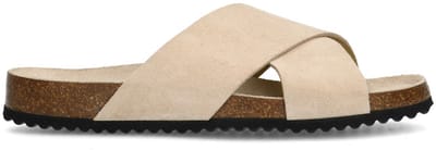 Sacha - Dames - Beige suède slippers - Maat 36