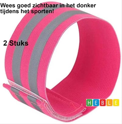 2x Reflecterende Sport Band - Veiligheid in Stijl - Roze, Verstelbaar & Universeel - van Heble®