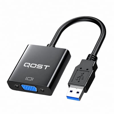 Qost - USB 3.0 naar VGA Adapter - Full HD 1080P 60Hz - USB 3.0 Male naar VGA Female - Zwart - Compatibel met Windows XP / 7 / 8 / 8.1 / 10