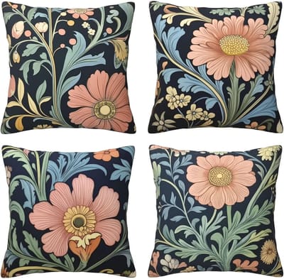 Kussenhoezen, roze bloemen, 65 x 65 cm, behaaglijk, kussenhoes met onzichtbare ritssluiting, zacht, wollig, bankkussen, wasbaar, voor terras, tuin, bank en woonkamer