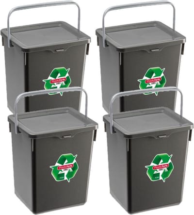Plasticforte Opbergbox - 4x stuks - kunststof - met deksel - grijs - 5 L - 20 x 17 x 23 cm