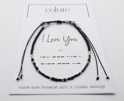 Colure® morse code armband glanzendzwart I Love You
