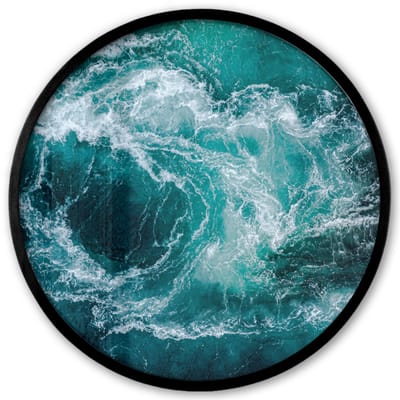 Poster in lijst Rond - Fotolijst 40x40 cm - Posters - Zee - Noorwegen - Water - Ronde posterlijst zwart - Decoratie - Wanddecoratie woonkamer - Muurdecoratie slaapkamer