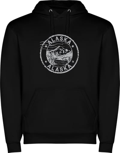 Zwarte Must have hoodie voor de echter Amerika liefhebber USA Amerikaanse staat Alaska Print Full Color Color merk Roly maat S