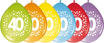16x stuks verjaardag leeftijd party ballonnen in 40 jaar thema - Opgeblazen 29 cm - Feestartikelen/versieringen