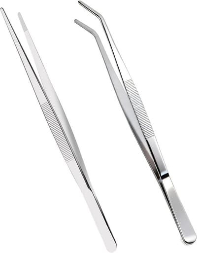 Pincet Set - Lange Tang - Precisie Werk - Antislip Grip - 20 cm - Zilver
