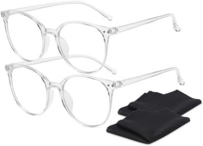 2x PD® - Blauw Licht Bril - Computerbril - Blue Light Glasses - Blauw Licht Filter Bril - Beeldschermbril - Met Brillendoekje - Unisex - Transparant - Game bril - Bril tegen vermoeide ogen - Bril computer/tv schermen