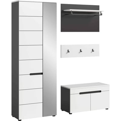 Furnilux Elegante garderobecombinatie met bank witte ingangsoplossing 160x190x37 cm