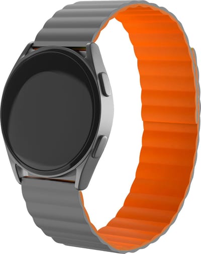 Strap-it Magnetisch siliconen bandje - geschikt voor Xiaomi Watch S1 (Active/Pro) / Watch 2 Pro / Watch S3 / Mi Watch / Amazfit Balance / Bip 5 - grijs/oranje