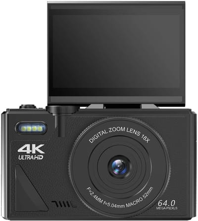 Vlog Camera voor Beginners - Videocamera voor Kinderen en Volwassenen - Handycam - 4K Kwaliteit