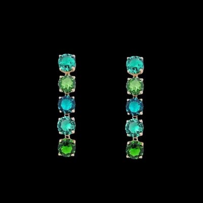 Victoria Valenza 925 Sterling Vergulde Oorbellen met Groene Zirkonia Stenen - Oorhangers - 925 sterling zilver - Goudkleurig - Zirkonia
