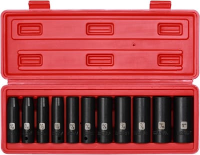 11-delige 1/2 inch Aandrijving Diepe Slagsleutel Set SAE, 6-Punten