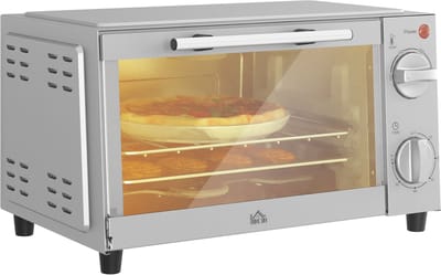 HOMCOM-Minibackofen-Metall, Edelstahl-35L x 24,6B x 20H cm-Silber