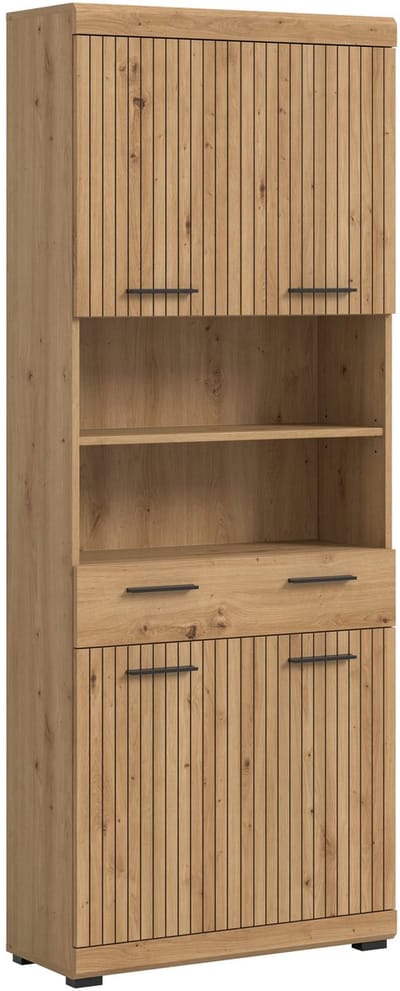 Hoge kast breed - Ruime opbergkast met 4 deuren - Moderne artisan look - 74x191x31cm