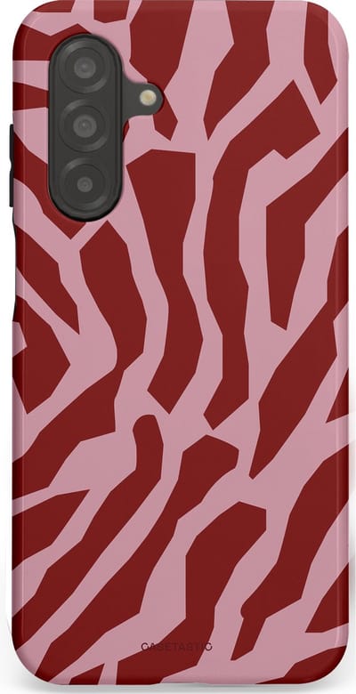 Casetastic Hoesje Geschikt voor Samsung A26 - Stijlvolle Beschermende Duo-layer Case - Rode Roze Framboos Zebra Strepen