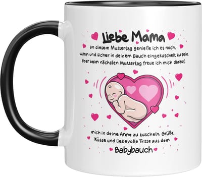 Moederdag Cadeau voor aanstaande Mama - Unieke Mamabeker in Zwart