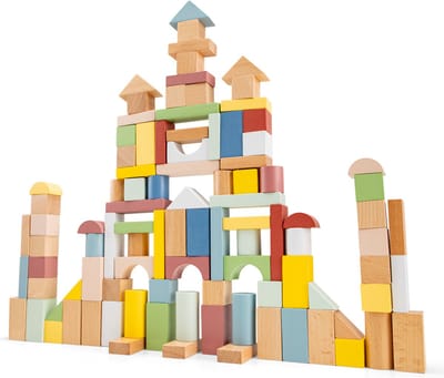 Woet® Houten Bouwblokken Set - 100-delige Blokkendoos - FSC - Educatief Speelgoed - Stimuleert Creativiteit - Vanaf 18 Maanden