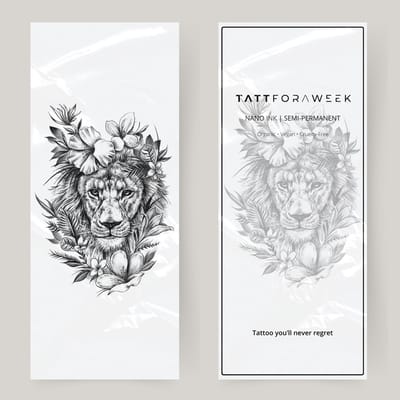 Grote nep tattoo tijger met bloemen | Neptattoo volwassenen | Tijdelijke tattoo voor volwassenen | Temporary tattoo | Plaktattoos voor volwassenen | Neptattoos | Probeer zorgeloos een tattoo | tattforaweek