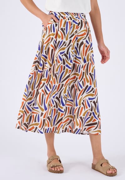 Damart - Rok volledige knoopsluiting print - Dames - Wit - 52