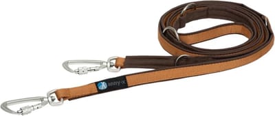 AnnyX verstelbare Hondenriem - SAFETY - Anti Ontsnapping - Kaneel/Bruin - Lengte 3 meter - 2 cm breed - politielijn - Trainingslijn - No Escape