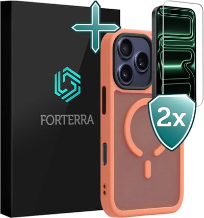 Hoesje Met 2x Screenprotector - Geschikt voor Apple iPhone 17 Pro - Magsafe Compatible - Sterk & Shockproof - Shock Proof Case - Back Cover - Telefoon Hoes - Perzik
