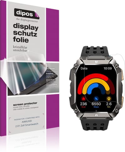 dipos – 6x Beschermfolie geschikt voor AIMIUVEI 2.01 Zoll Smartwatch | Krasbestendige & heldere Screenprotector Ultra-Thin