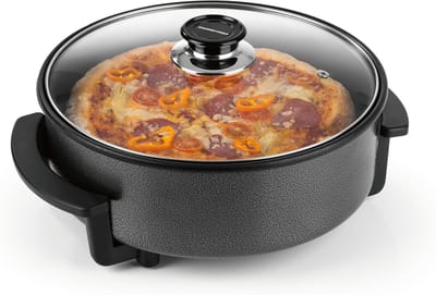 Elektrische Pizzapan - Multifunctionele Pan - Gezellig Eten - XXL Capaciteit - 30 cm Diameter - Zwart