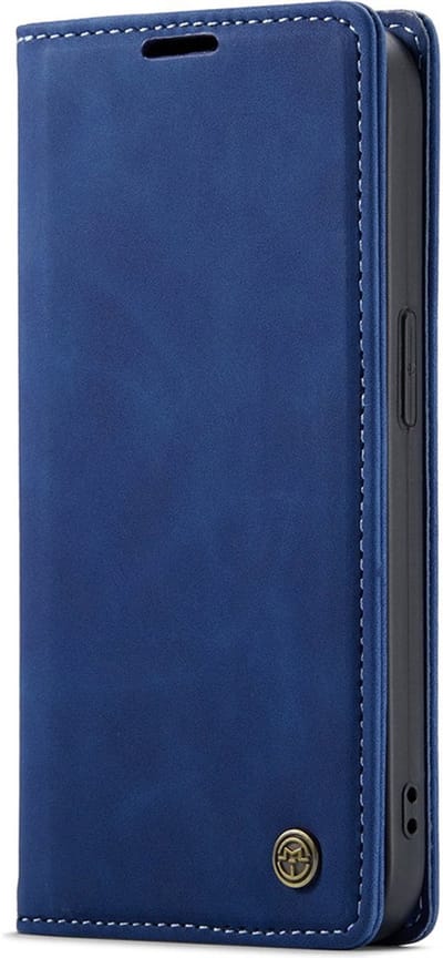 CaseMania Bookcase hoesje geschikt voor Apple iPhone 14 - Effen Donkerblauw - Kunstleer