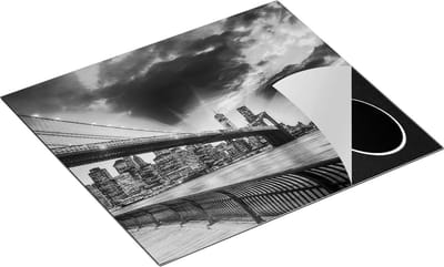 Chefcare Inductie Beschermer New York Brooklyn Brug - Zwart Wit - 60x50 cm - Afdekplaat Inductie - Kookplaat Beschermer - Inductie Mat