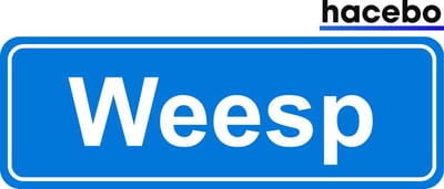 Hacebo - Plaatsnaam Sticker - 29x10 CM - Weesp sticker - Verkeersborden sticker - grappige cadeaus - Weesp