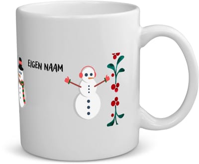 Akyol - kerst sneeuwpoppen met eigen naam koffiemok - theemok - Kerstmis - kerst beker - winter - kerst - christmas - kerst cadeau - 350 ML inhoud