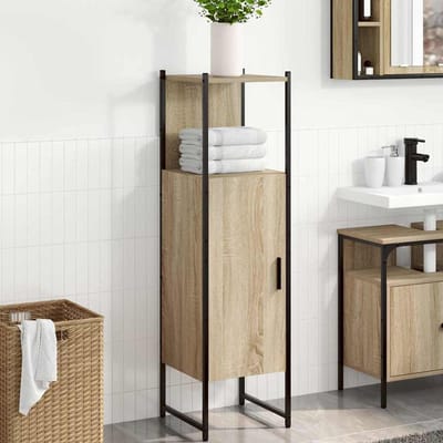 vidaXL - Badkamerkast - Beige - 33 - x - 33 - x - 120,5 - cm - Bewerkt - hout