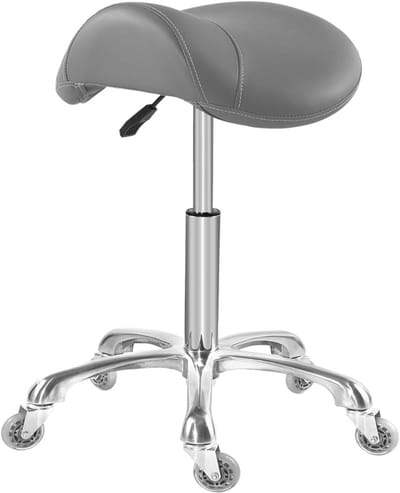 DailySupplies® Zadelkruk op Wielen - Kapperskruk Ergonomisch - Tabouret - Grijs
