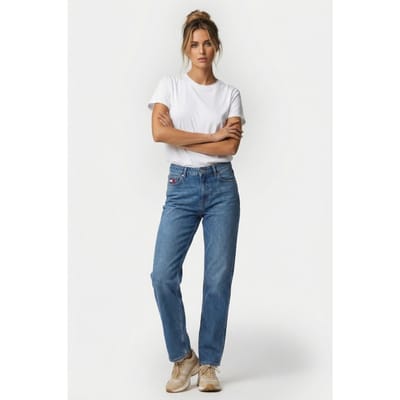 Tommy Hilfiger Kira Slim Straight Jeans Denim Medium Maat: W26L32 | Straight Jeans Outlet | Dames | Blauw