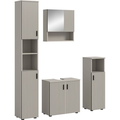 Badcombinatie Kasjmier Look - 4-delige Set Met Spiegelkast En Wastafel - 150x192x30cm