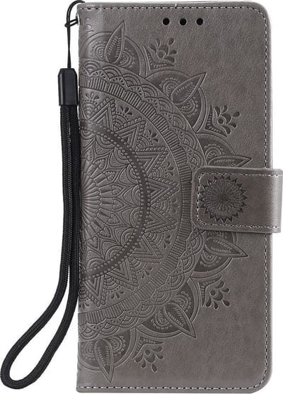 Shop4 - OnePlus Nord CE 2 5G Hoesje - Wallet Case met Pasjeshouder Mandala Patroon Grijs
