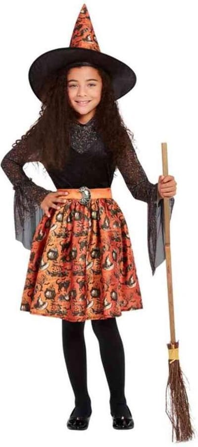 Smiffys - Vintage Witch Kinder Kostuum - Kids tm 6 jaar - Oranje